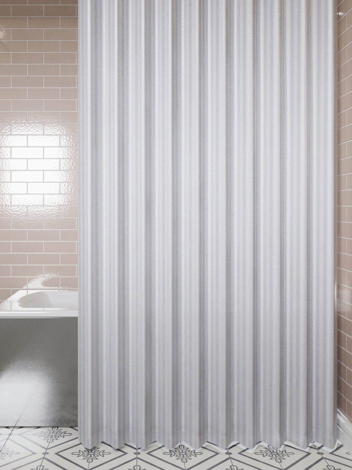 undefined White Regency Stripe Hook N Hang Shower Curtain