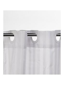 Product photograph of Croydex White Regency Stripe Hook N Hang Shower Curtain from very.co.uk