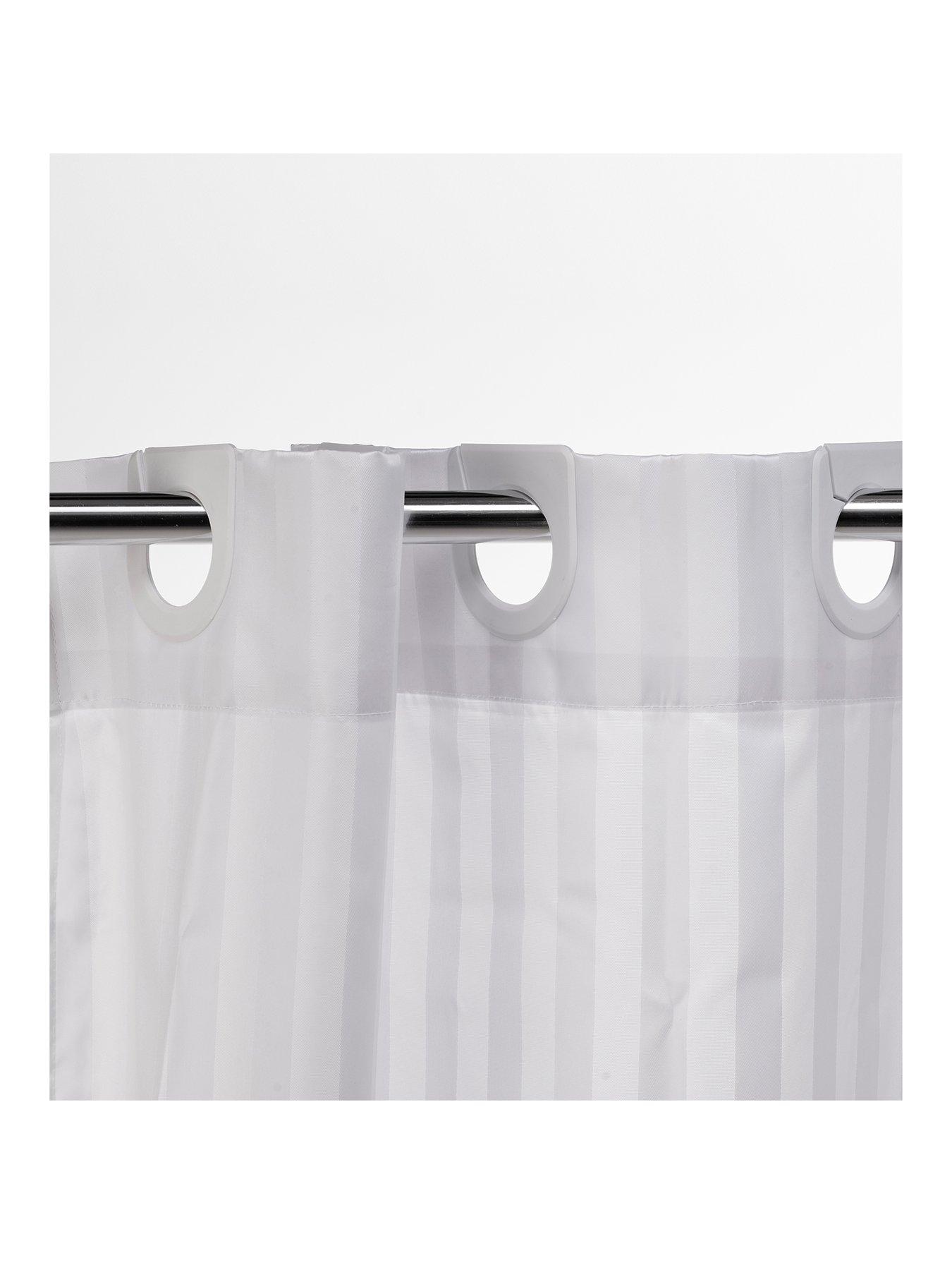 Image 1 of 5 of Croydex White Regency Stripe Hook N Hang Shower Curtain