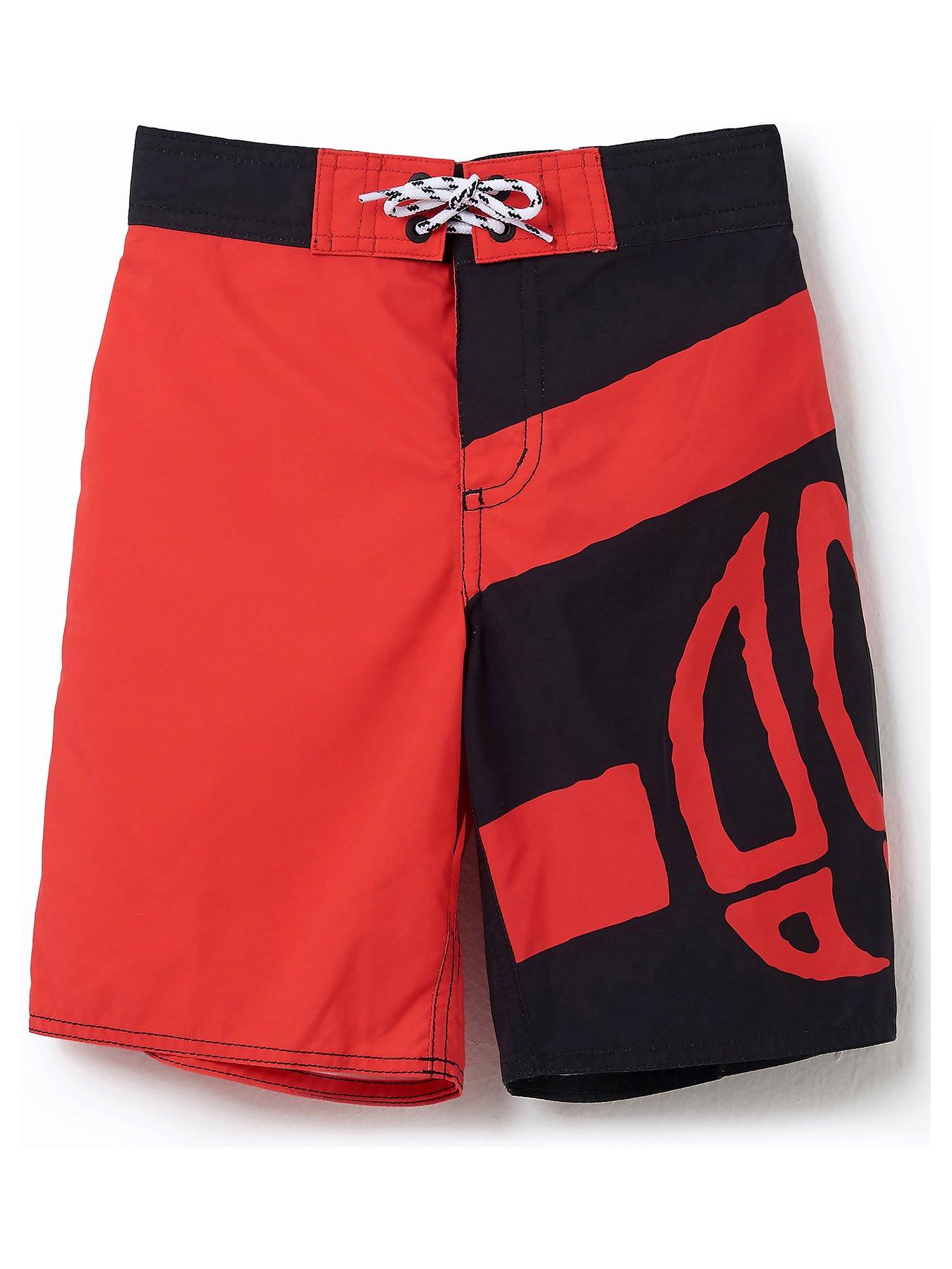 boys red swim shorts