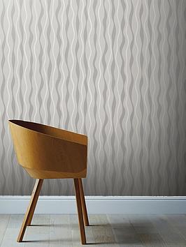 Product photograph of Arthouse White Metallic Wave Wallpaper from very.co.uk