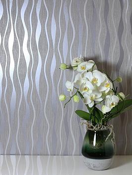 Product photograph of Arthouse Grey Metallic Wave Wallpaper from very.co.uk