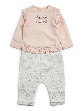 mamas-papas-baby-girls-hello-world-2-piece-jog-set-pink mamas-papas-baby-girls-hello-world-2-piece-jog-set-pink