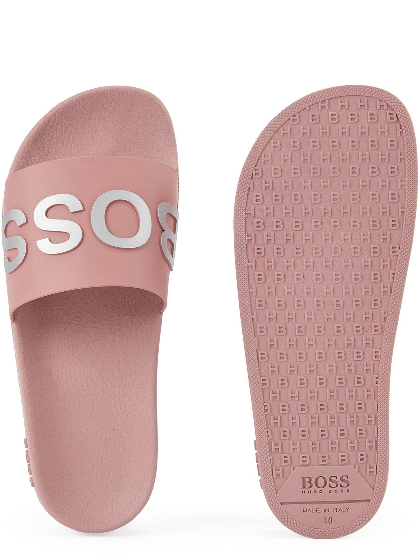 womens pink hugo boss sliders