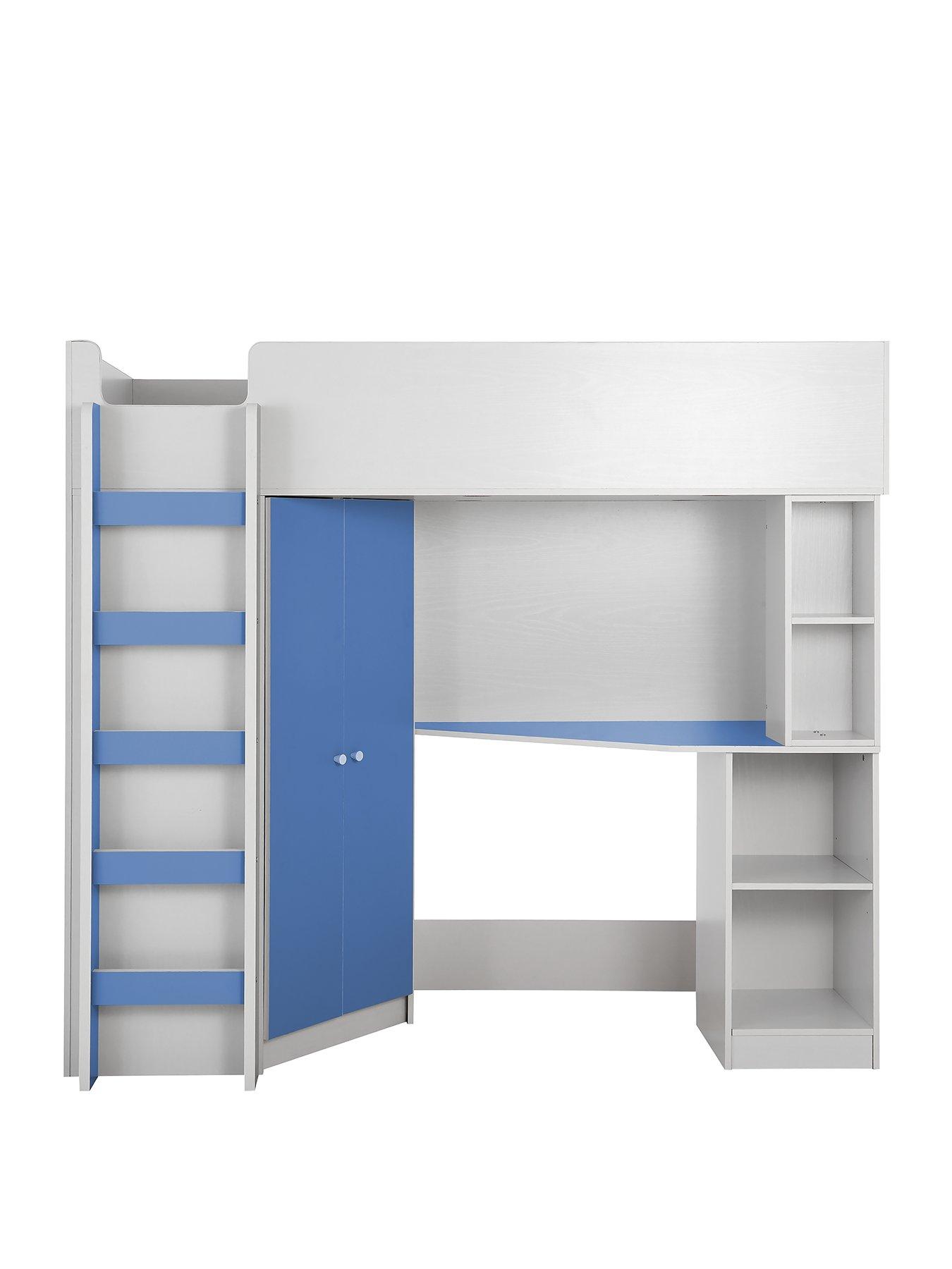 Very Home Miami Fresh High Sleeper Bed with Desk, Wardrobe and Shelves