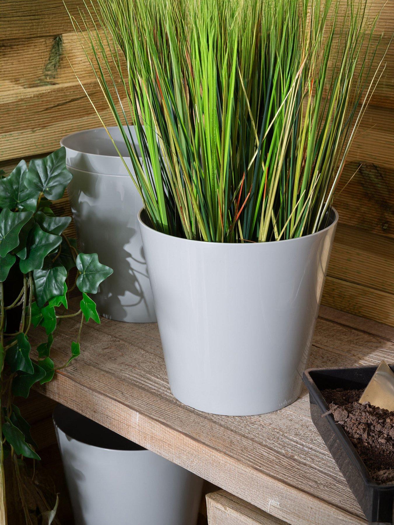 Product photograph of Wham Set Of 4 Grey 21cm Round Studio Planter Covers from very.co.uk