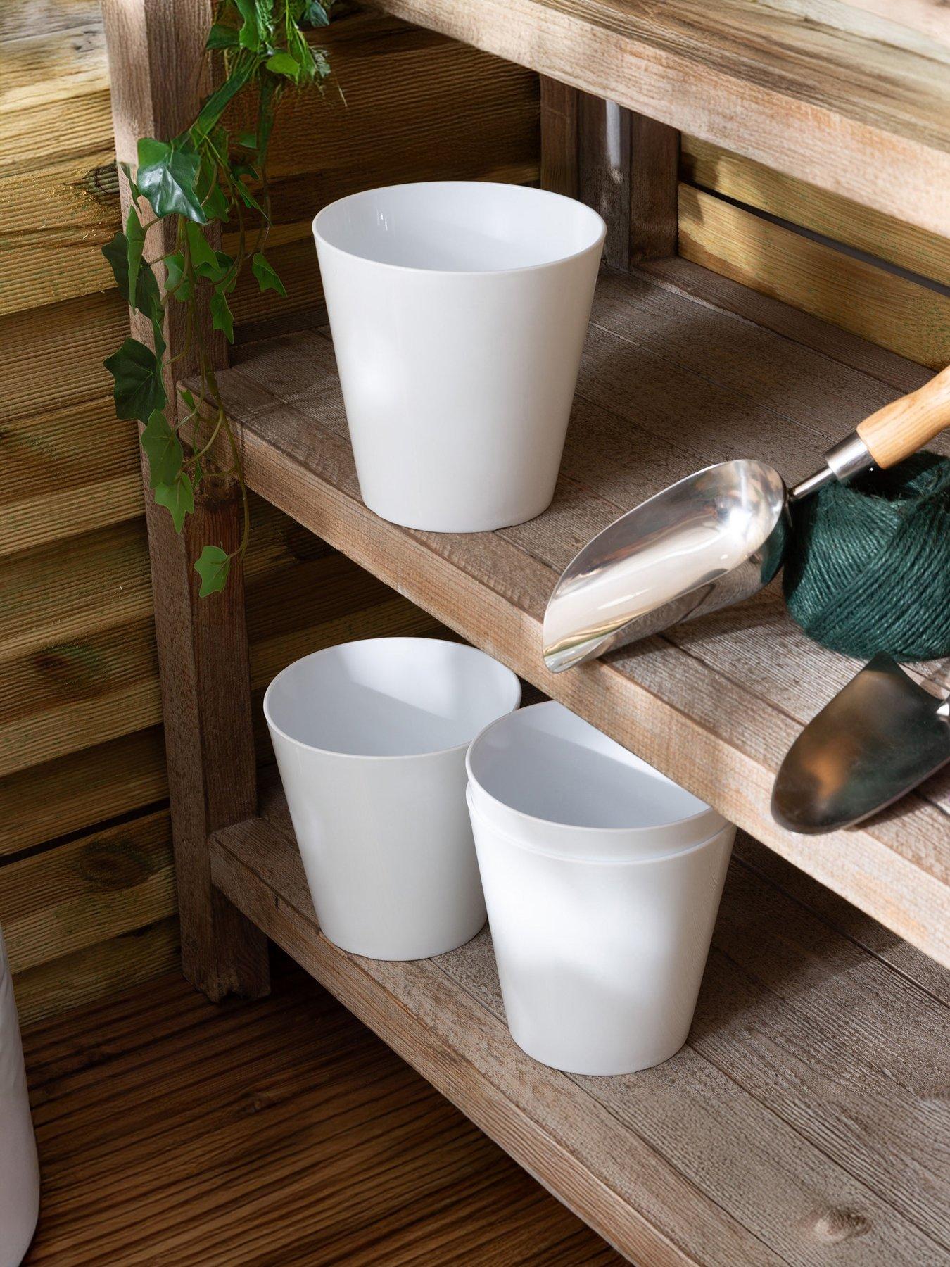 Product photograph of Wham Set Of 4 White 16cm Round Studio Planter Covers from very.co.uk