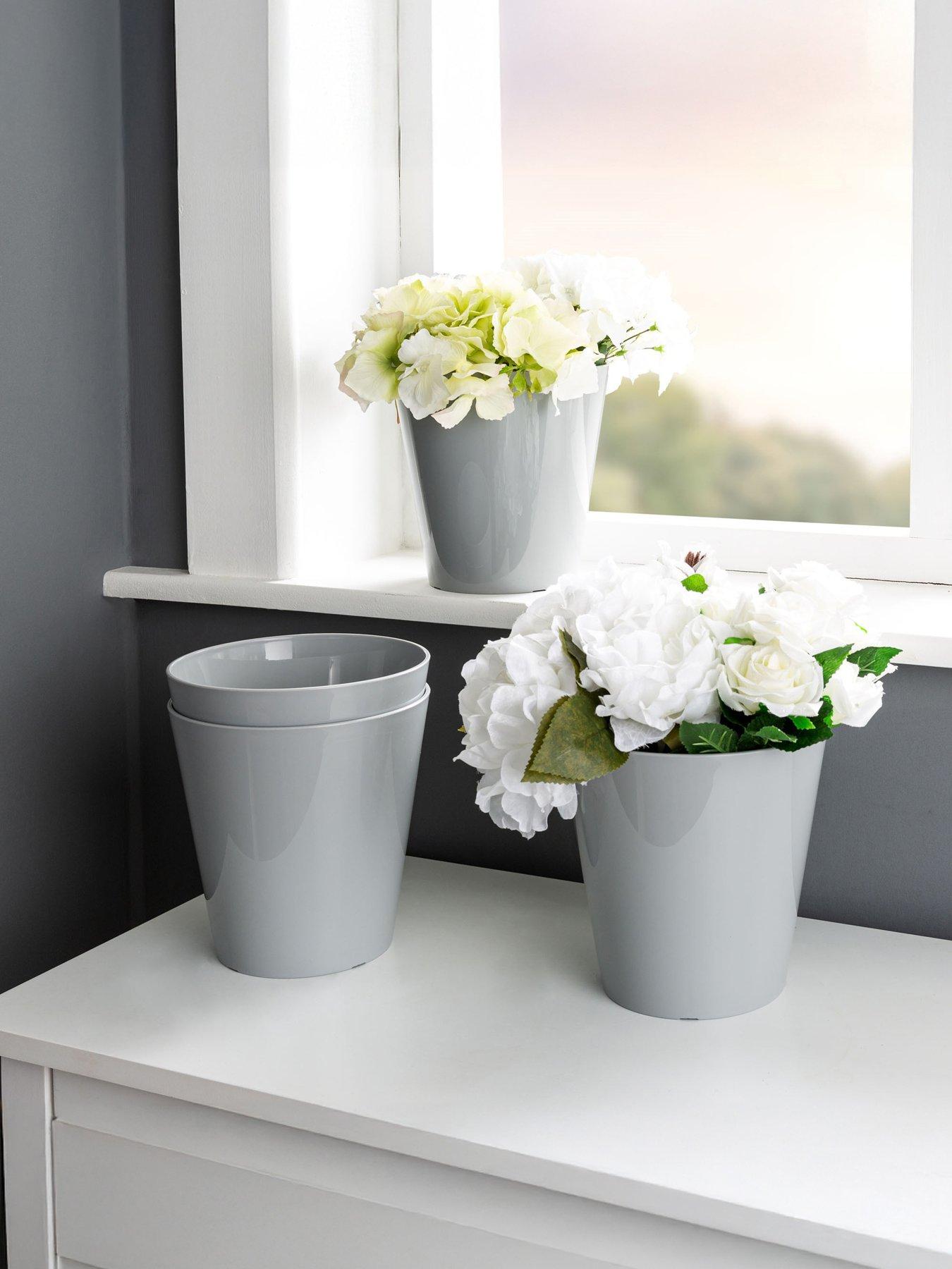 Product photograph of Wham Set Of 4 Grey 16cm Round Studio Planter Covers from very.co.uk