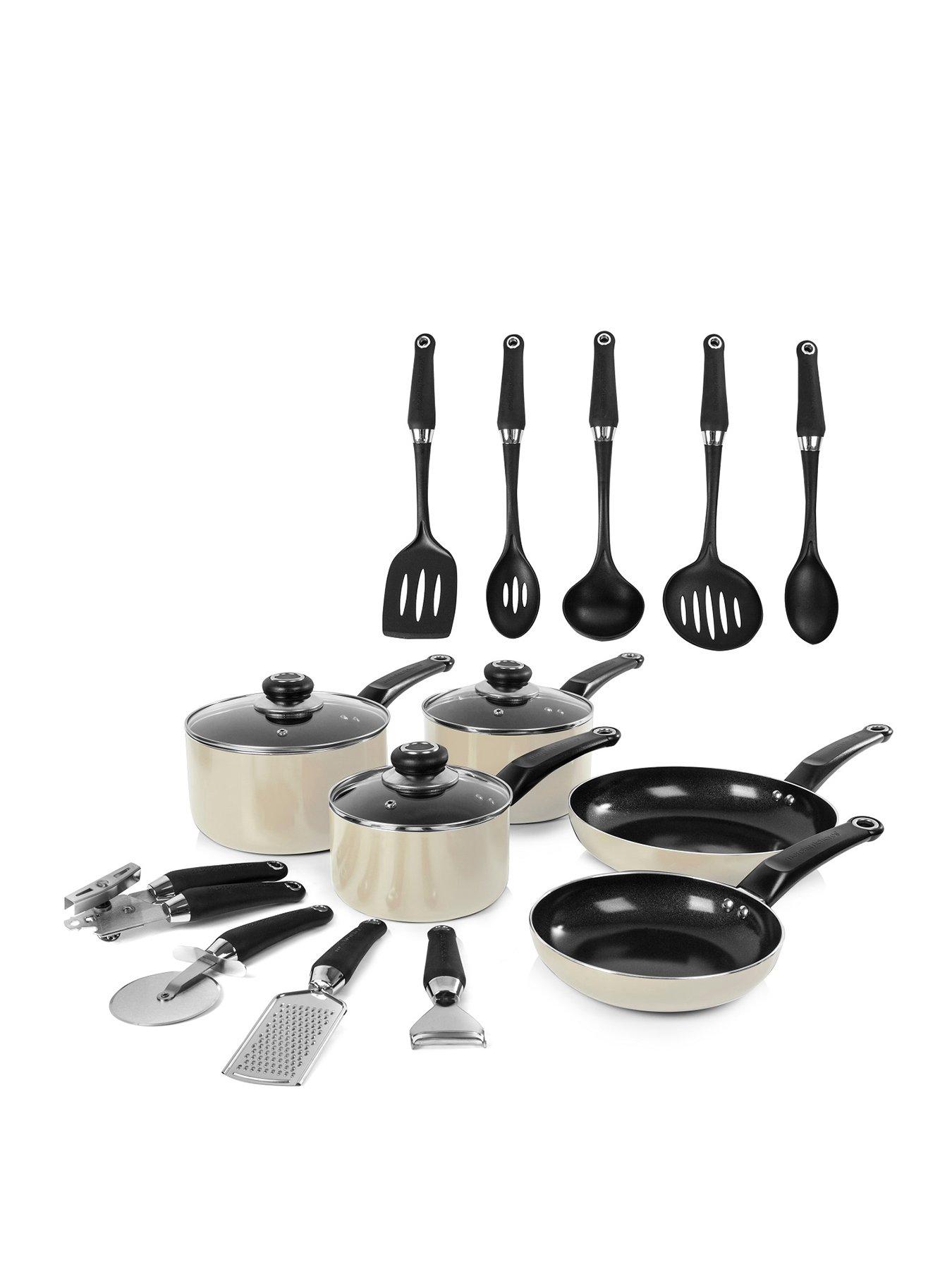 Product photograph of Morphy Richards 14-piece Cookware Set In Cream from very.co.uk