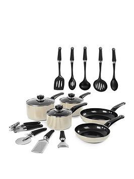 Product photograph of Morphy Richards 14-piece Cookware Set In Cream from very.co.uk
