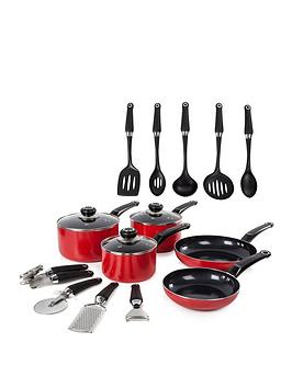 morphy richards 14-piece cookware set in red