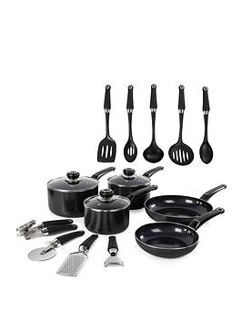 Product photograph of Morphy Richards 14-piece Cookware Set In Black from very.co.uk
