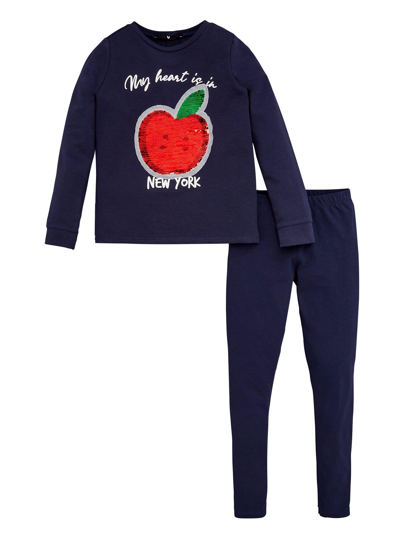 V By Very Girls New York Apple Flippy Sequin Sweatshirt And Legging Set review