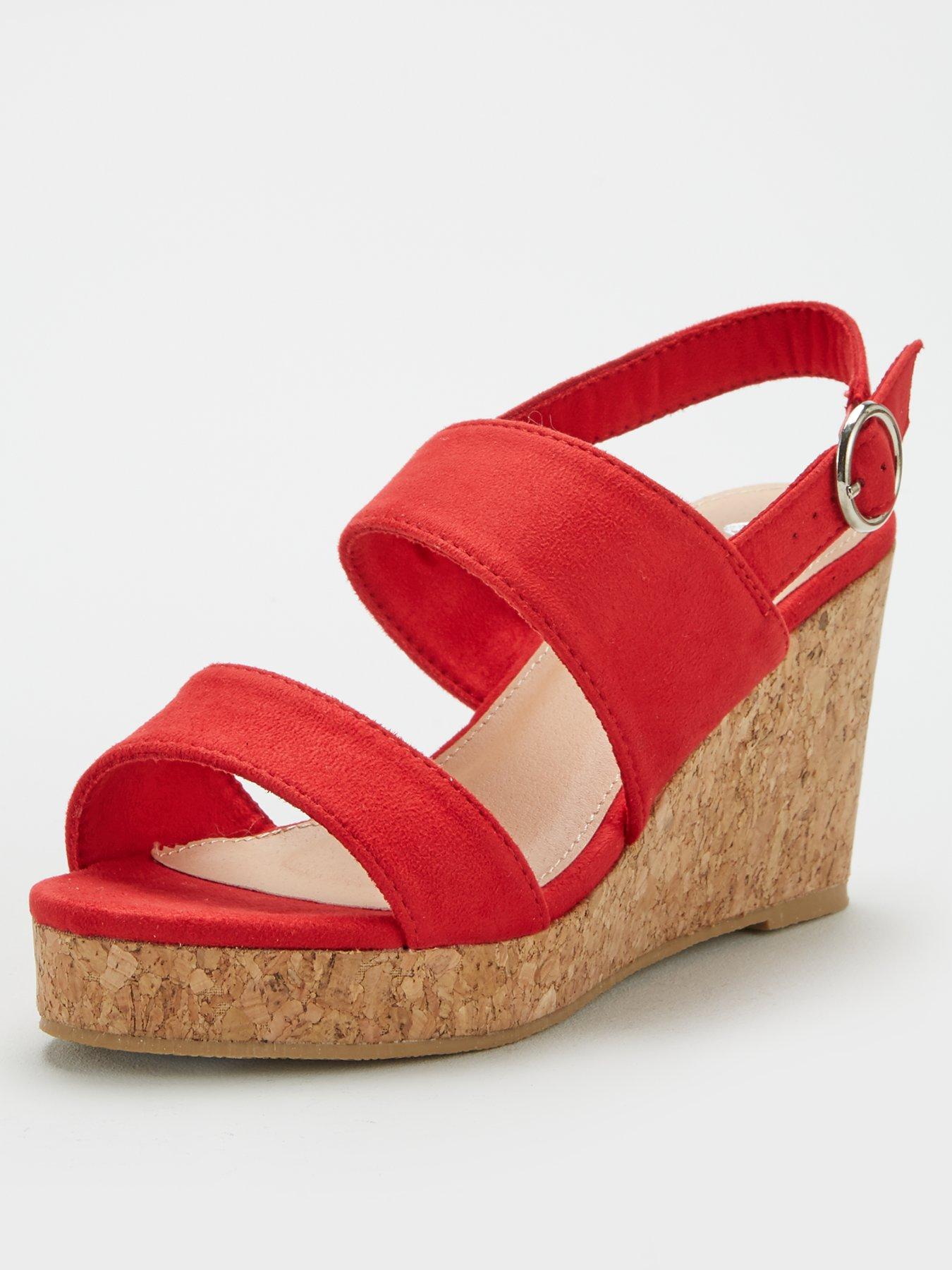 red wedge sandals uk