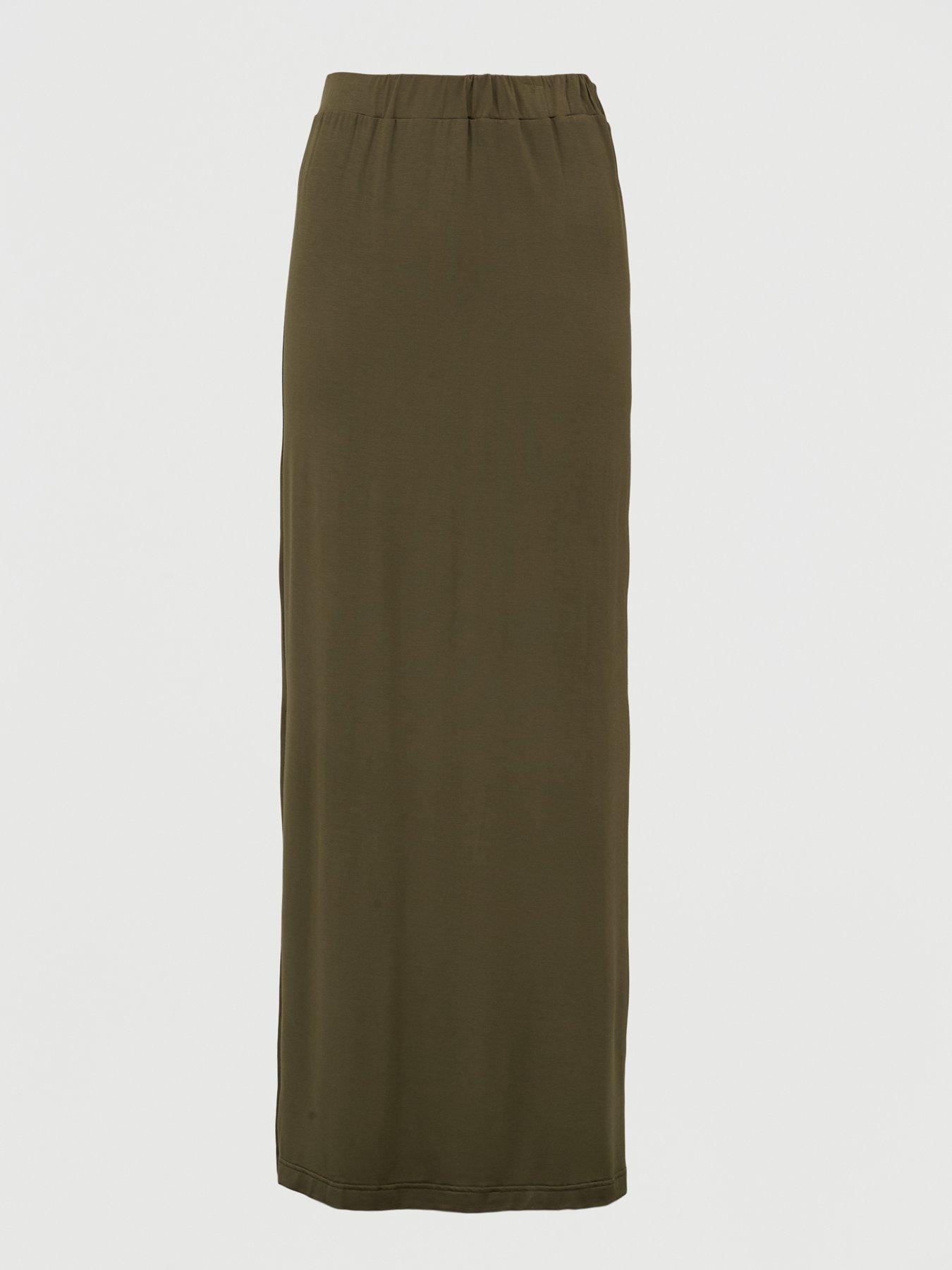 khaki maxi skirt