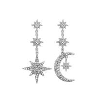 Mood Silver Plated Crystal Celestial Star and Moon Drop Earrings | very ...