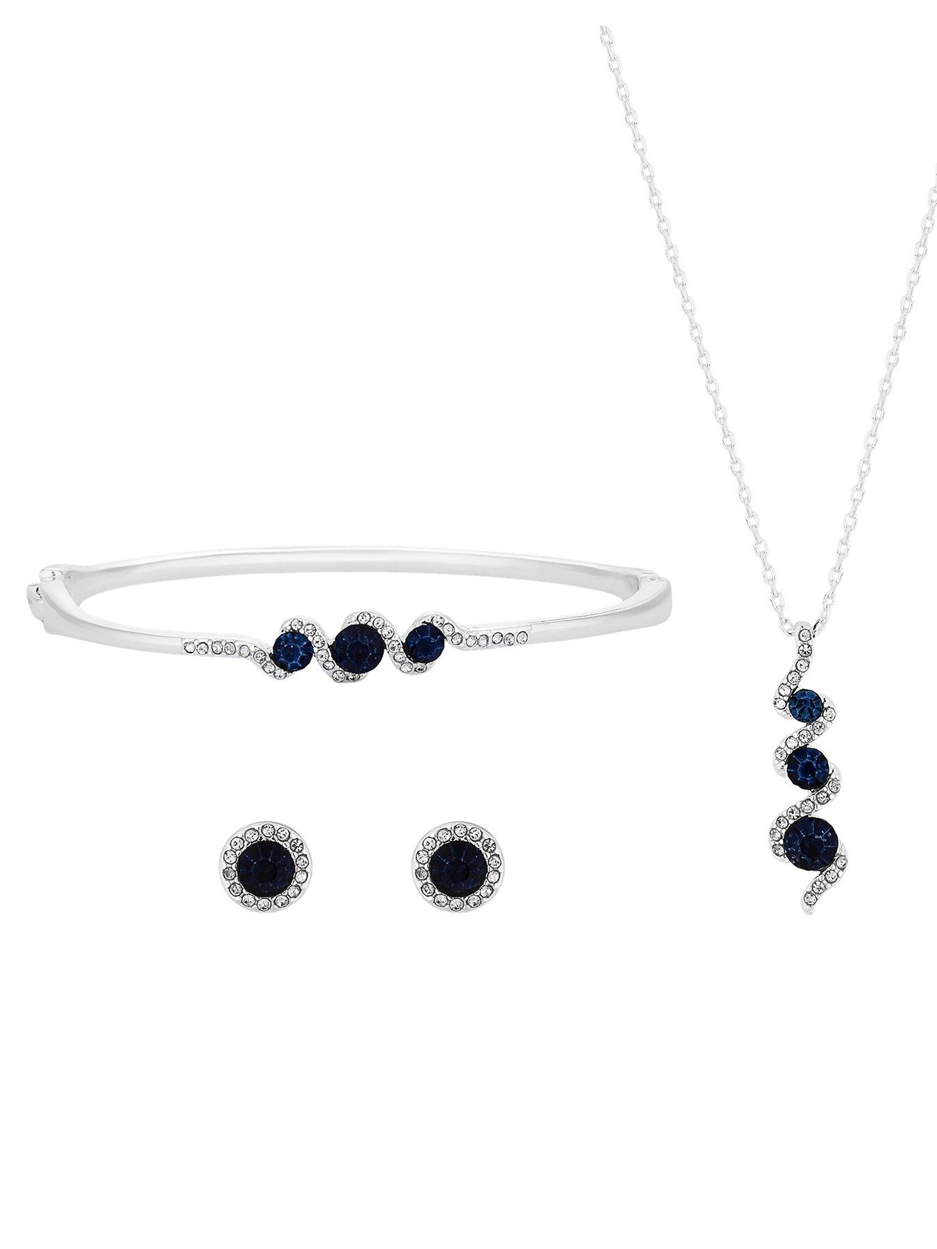 Jon Richard Sapphire And Crystal Twist Drop Jewellery Set Very