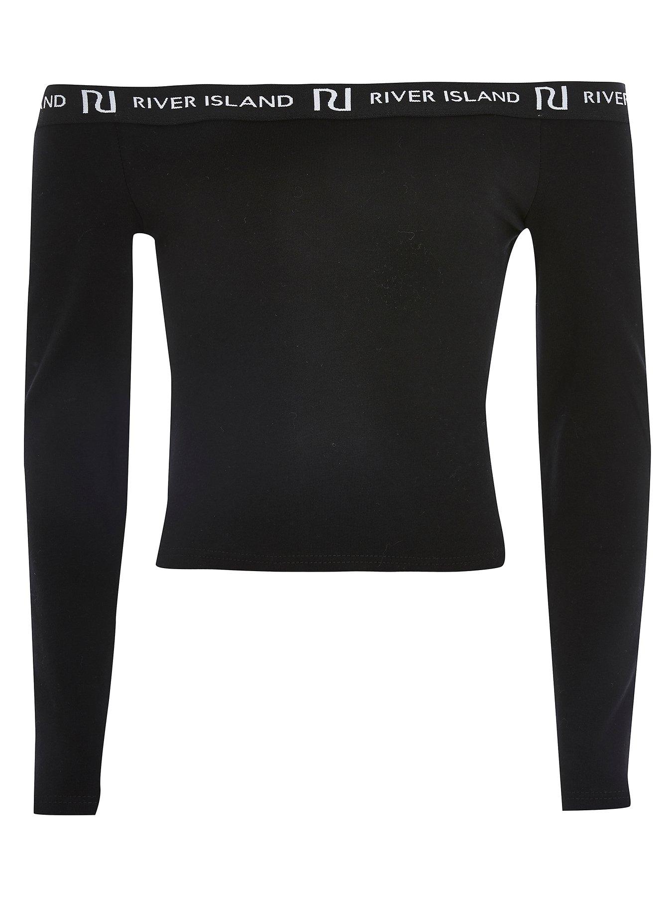 black long sleeve bardot top uk