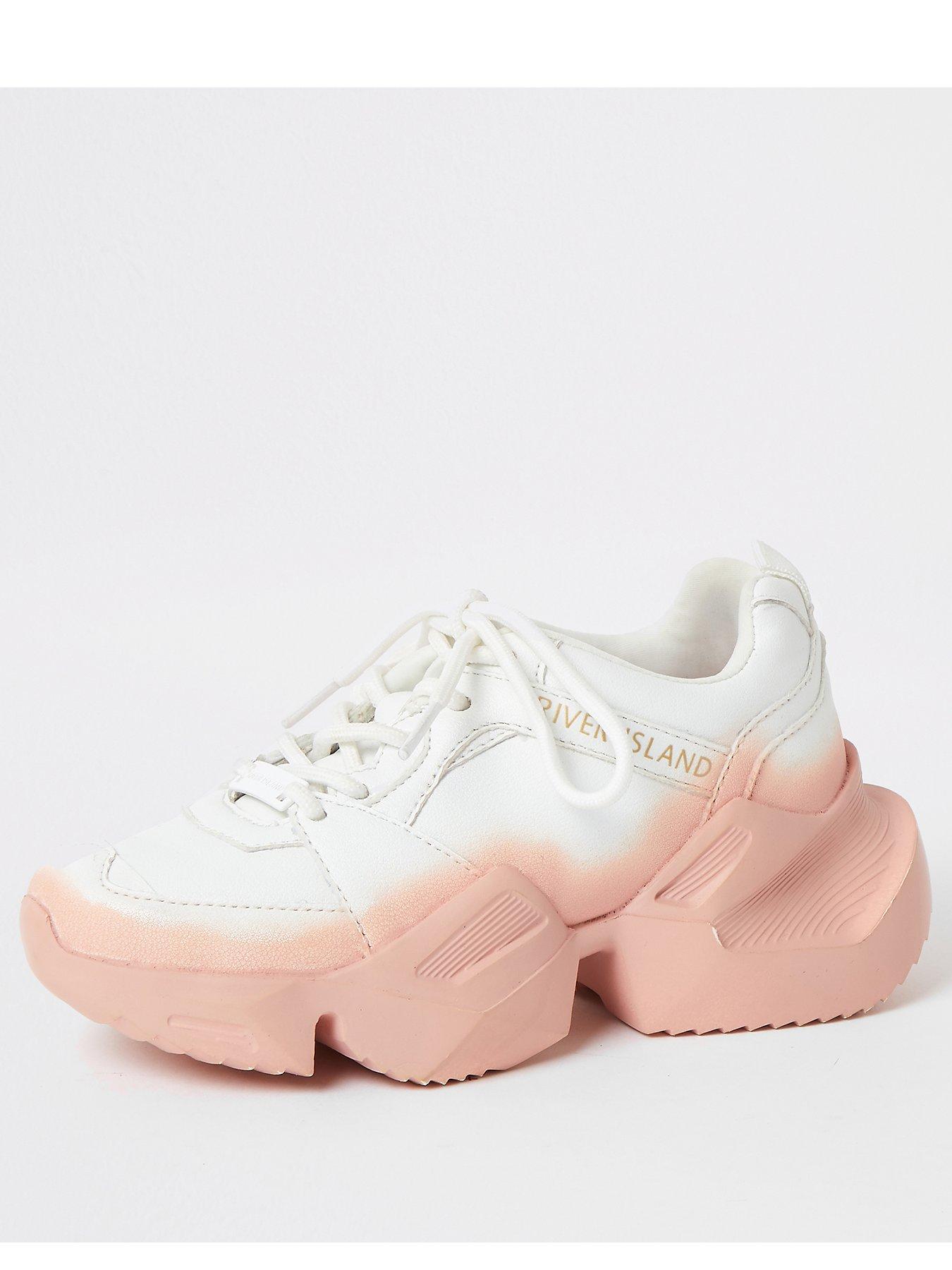 girls white chunky trainers