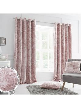 Product photograph of Catherine Lansfield Crushed Velvet Eyelet Curtains 66x90 from very.co.uk