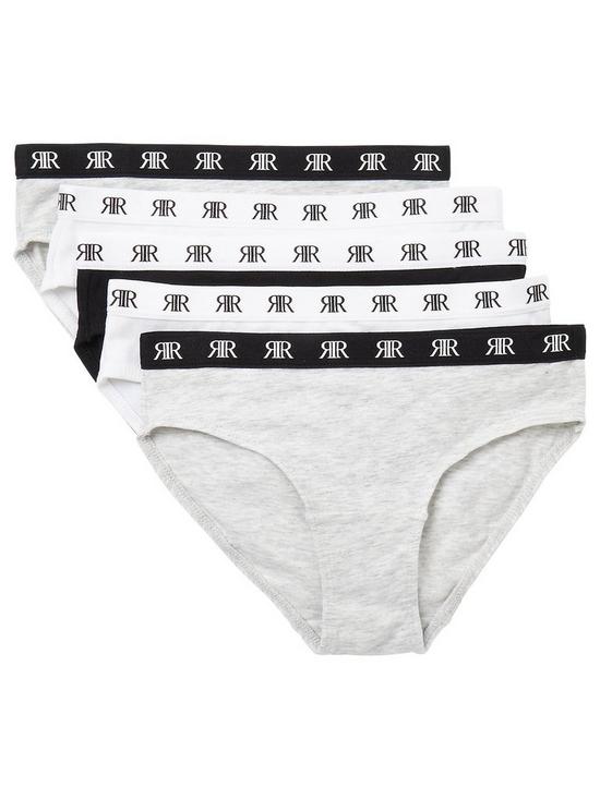 front image of river-island-girls-ri-briefs-5-pack-grey