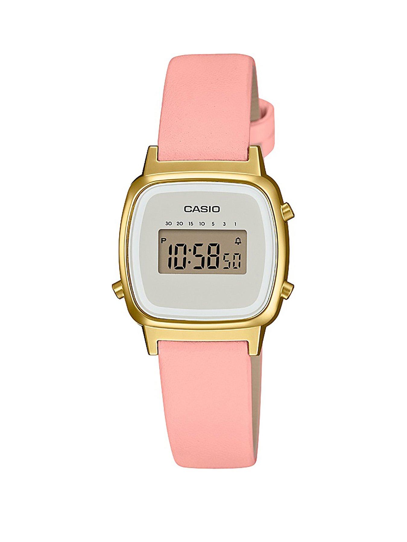 casio gold watch leather strap