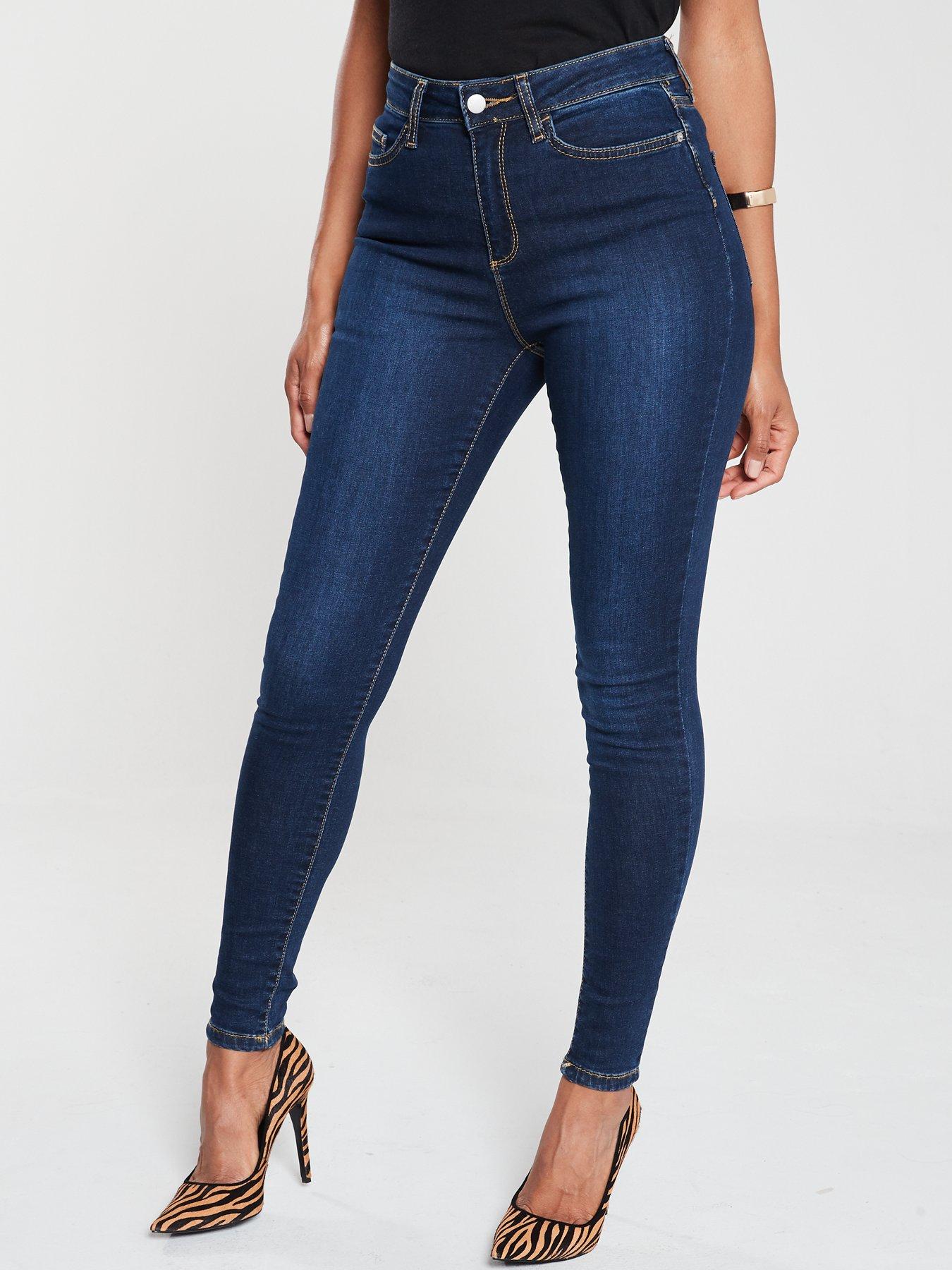 high waisted indigo jeans