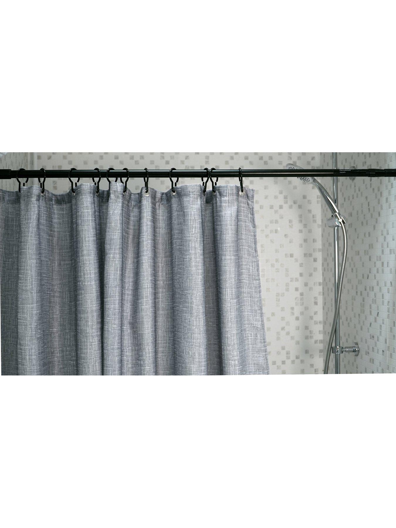 Image 2 of 2 of AQUALONA Grey Slub Shower Curtain