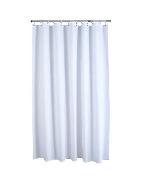 front image of aqualona-white-waffle-shower-curtain