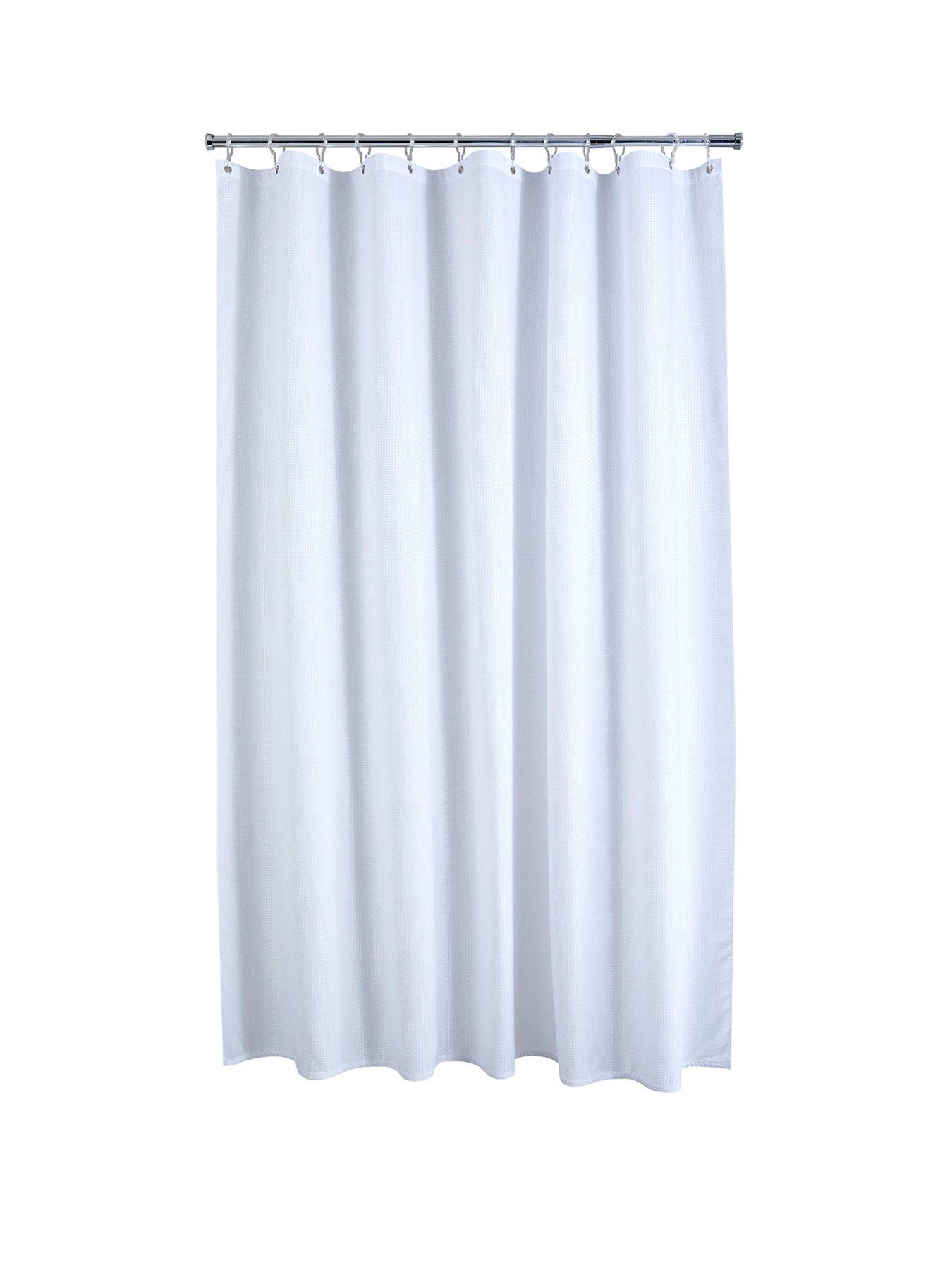undefined White Waffle Shower Curtain