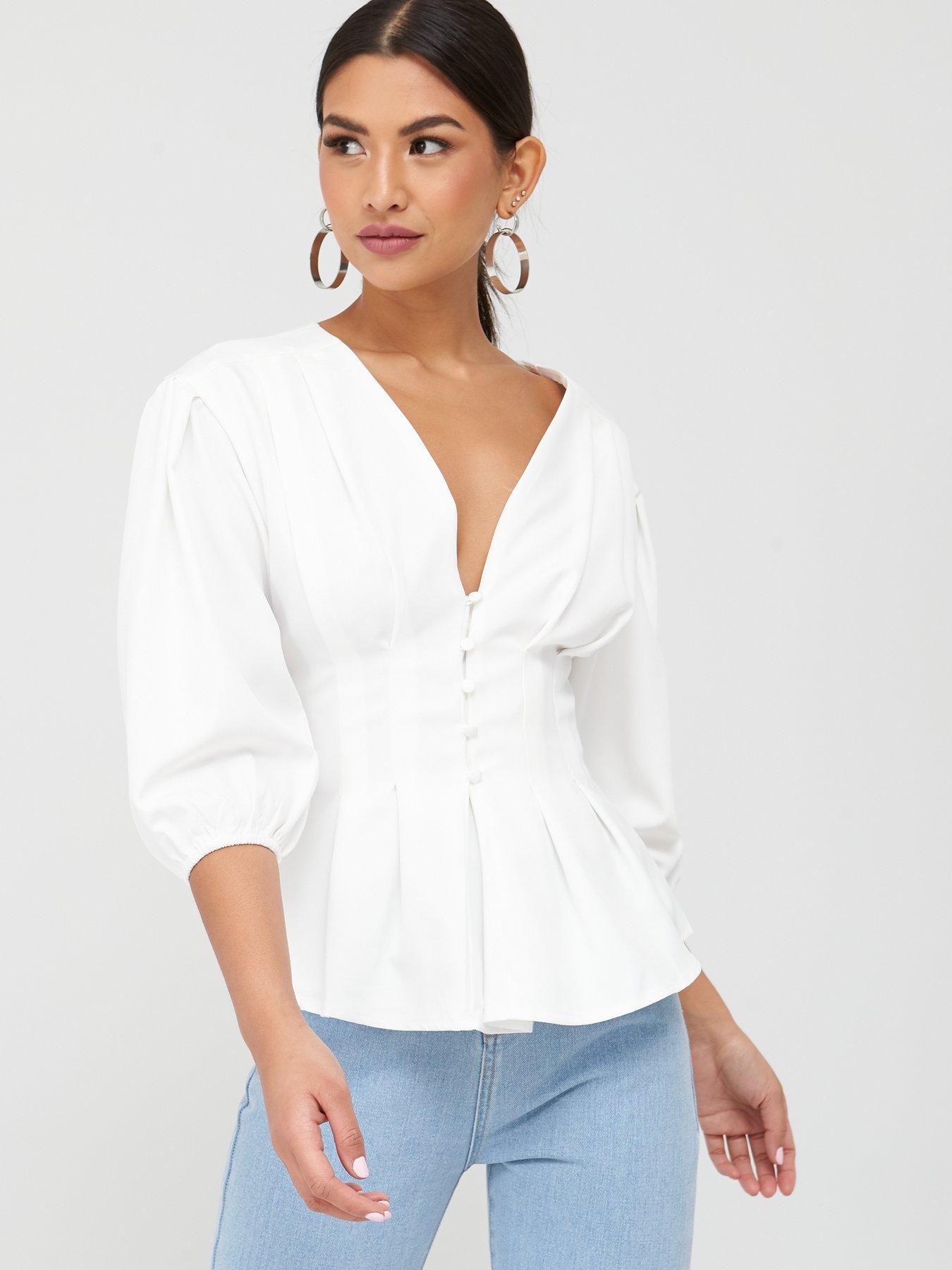 Missguided Missguided Plunge Self Button Peplum Top review