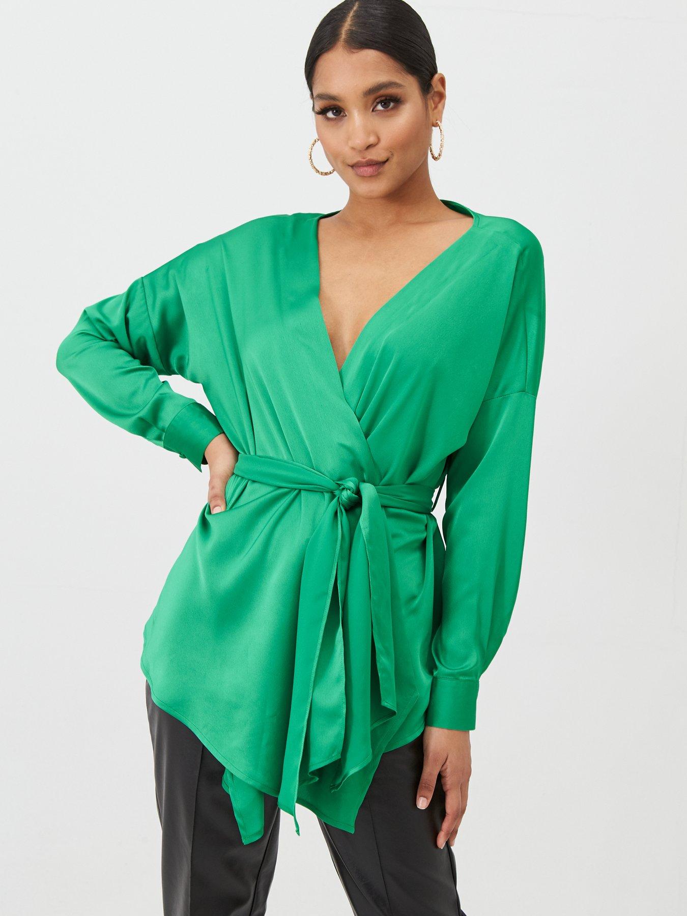 Missguided Missguided Belted Long Sleeved Satin Top review