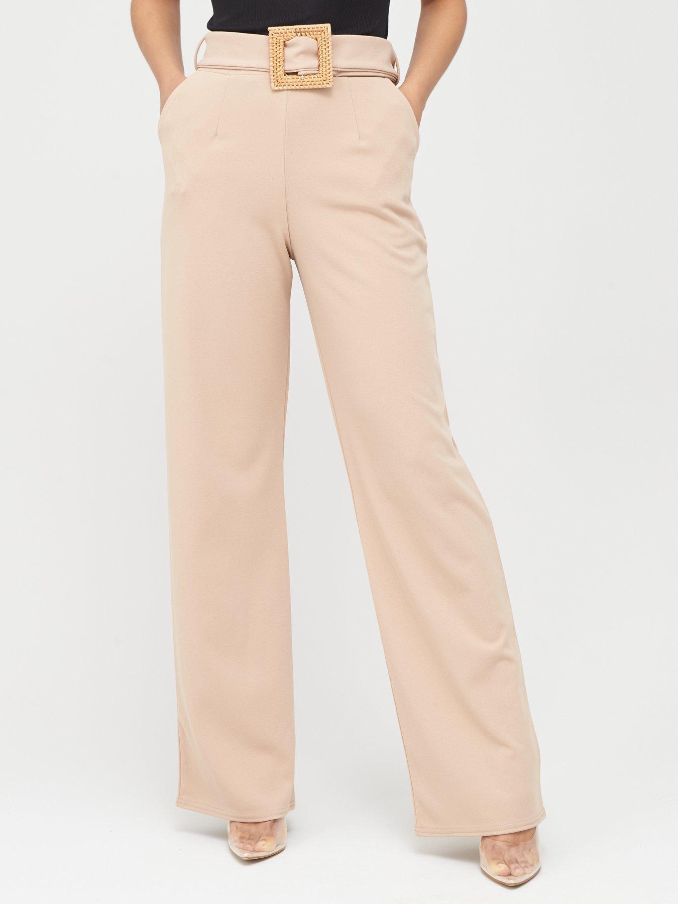 Missguided Missguided Stretch Crepe Wooden Belt Straight Leg Trousers review