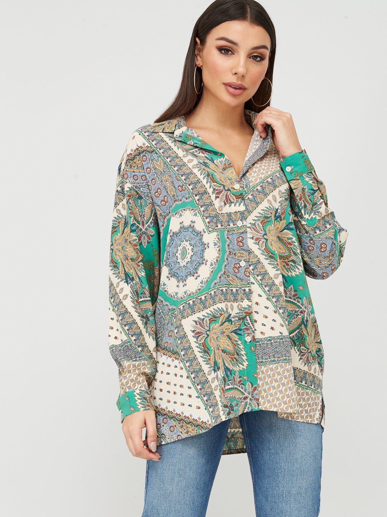 Missguided Missguided Scarf Print Oversized Shirt review