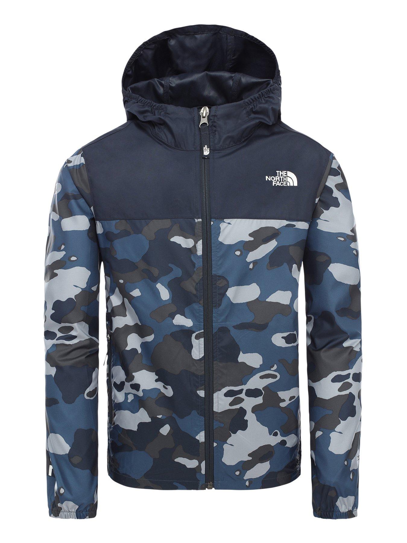 blue camo north face jacket