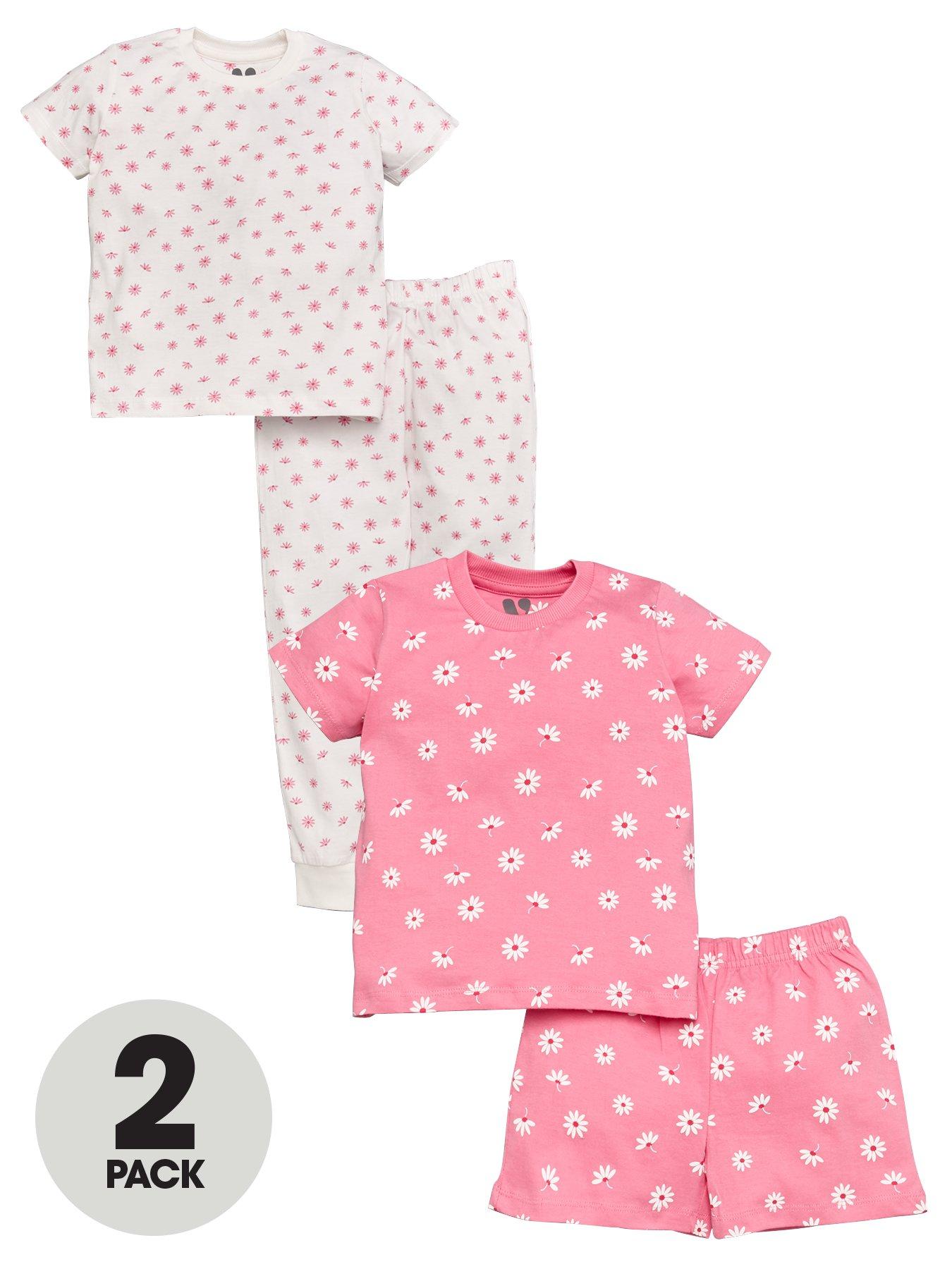 BNWT Girls Pink /& Yellow Patterned 2 Pack Dresses Age 4-5 Years