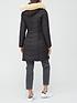 image of v-by-very-long-waist-detail-padded-coat-black