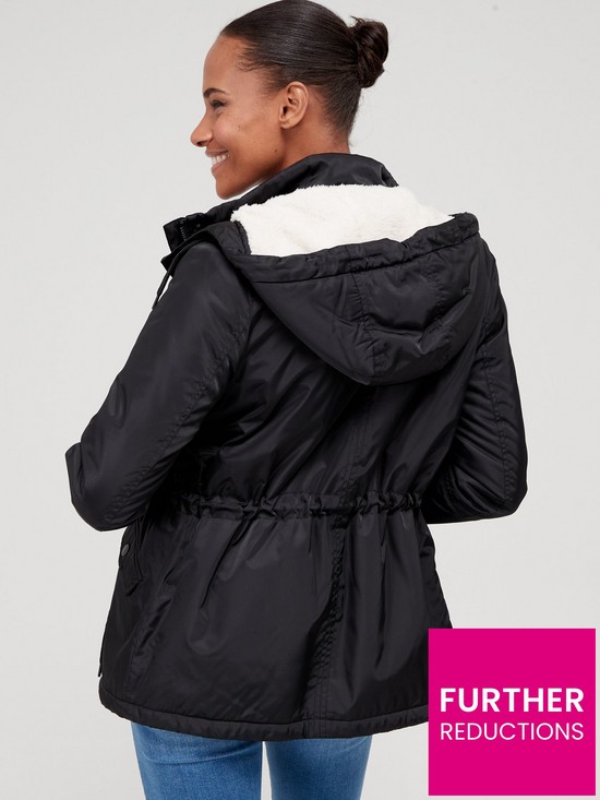 stillFront image of v-by-very-fleece-lined-windcheater-jacket-black