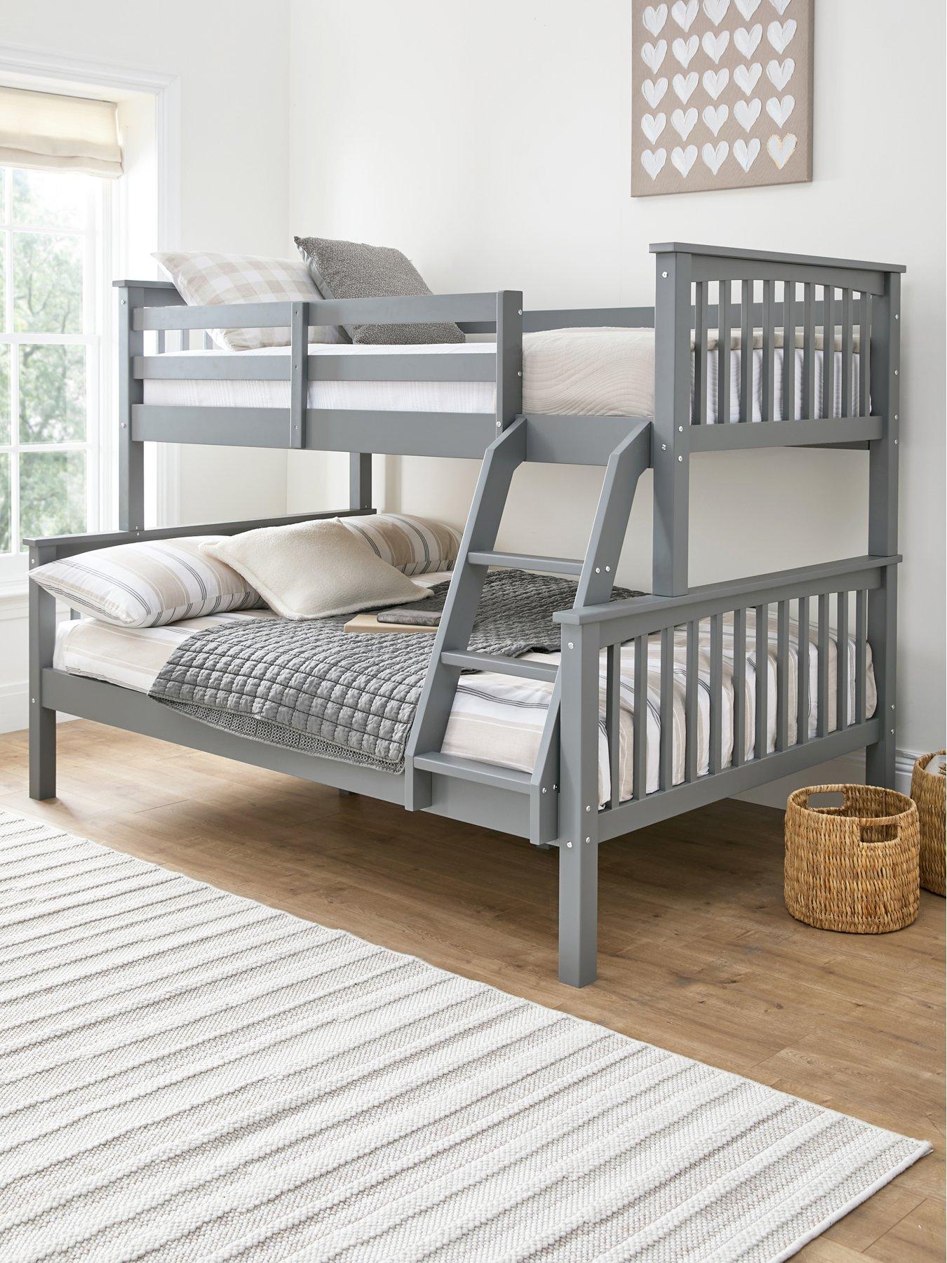 very-home-novara-detachable-trio-bunk-bed-with-mattress-options-buy-amp-save-ndash-grey