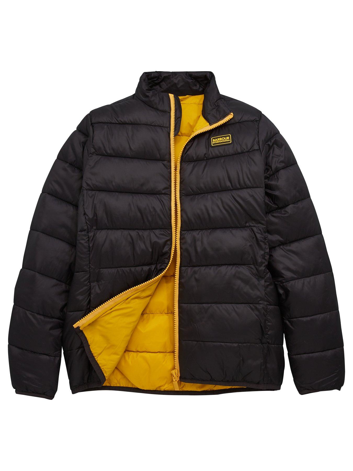 Barbour International Boys' Reed Quilted Jacket - Black/Yellow - S