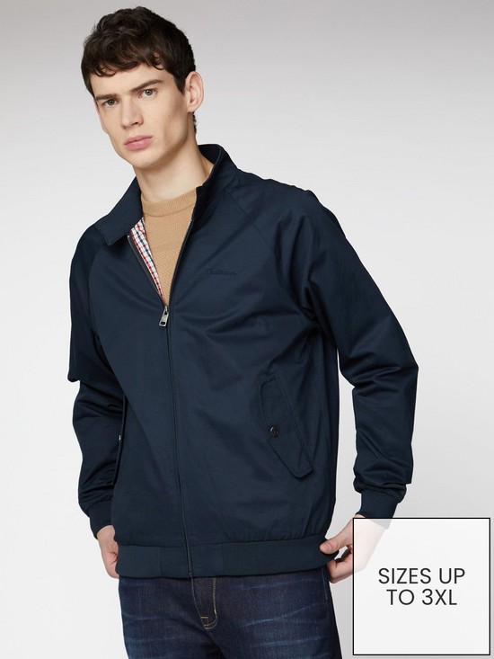 front image of ben-sherman-signature-harrington-jacket-dark-navy