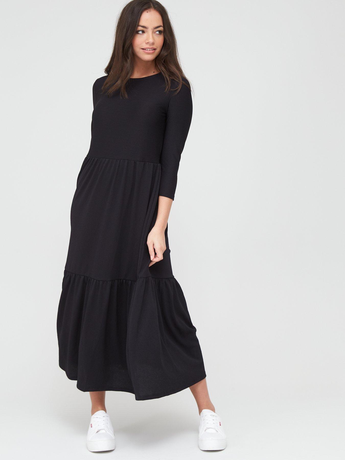 black long sleeve smock dress