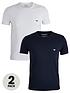  image of emporio-armani-bodywear-pure-cotton-stretch-slim-fit-t-shirt-2-pack-whitenavy