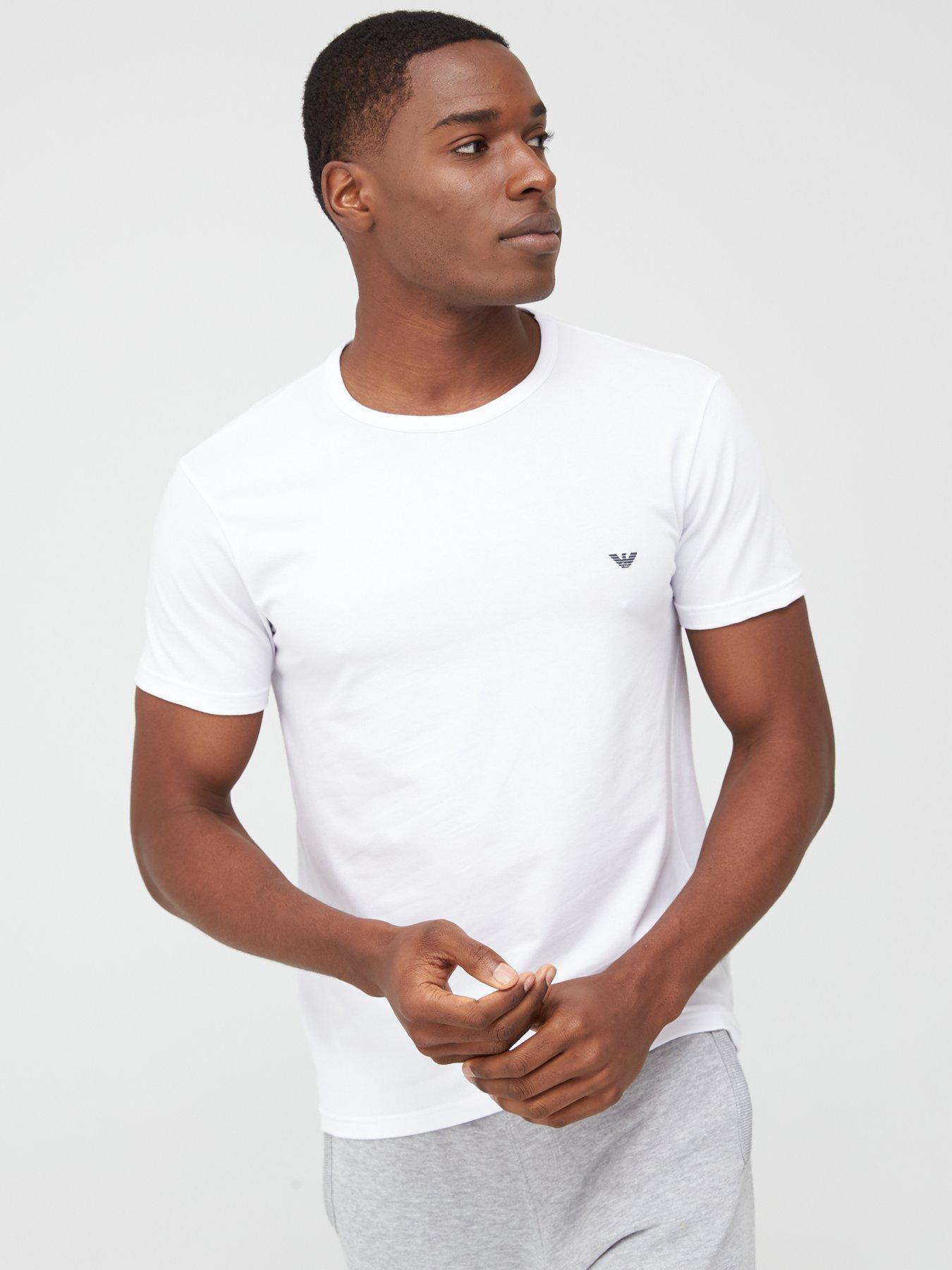 Image 5 of 5 of Emporio Armani Bodywear Pure Cotton Stretch Slim Fit T-Shirt (2 Pack) - White/Navy