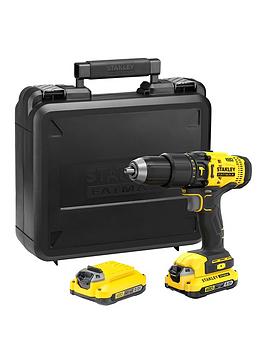 Product photograph of Stanley Fatmax Sfmcd711d21-gb V20 18v Lithium Ion Cordless Combi Hammer Drill With 2x 2 0ah Batteries from very.co.uk