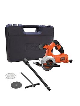Product photograph of Black Decker Black Decker Bes510k-gb 400w Mini Circular Saw Kit Box from very.co.uk