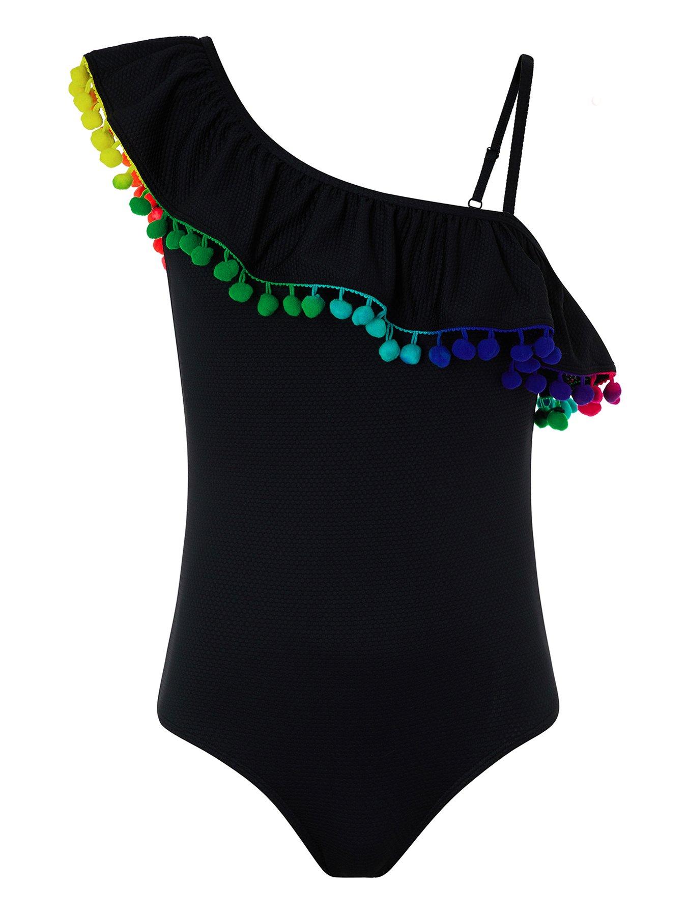 black pom pom swimsuit