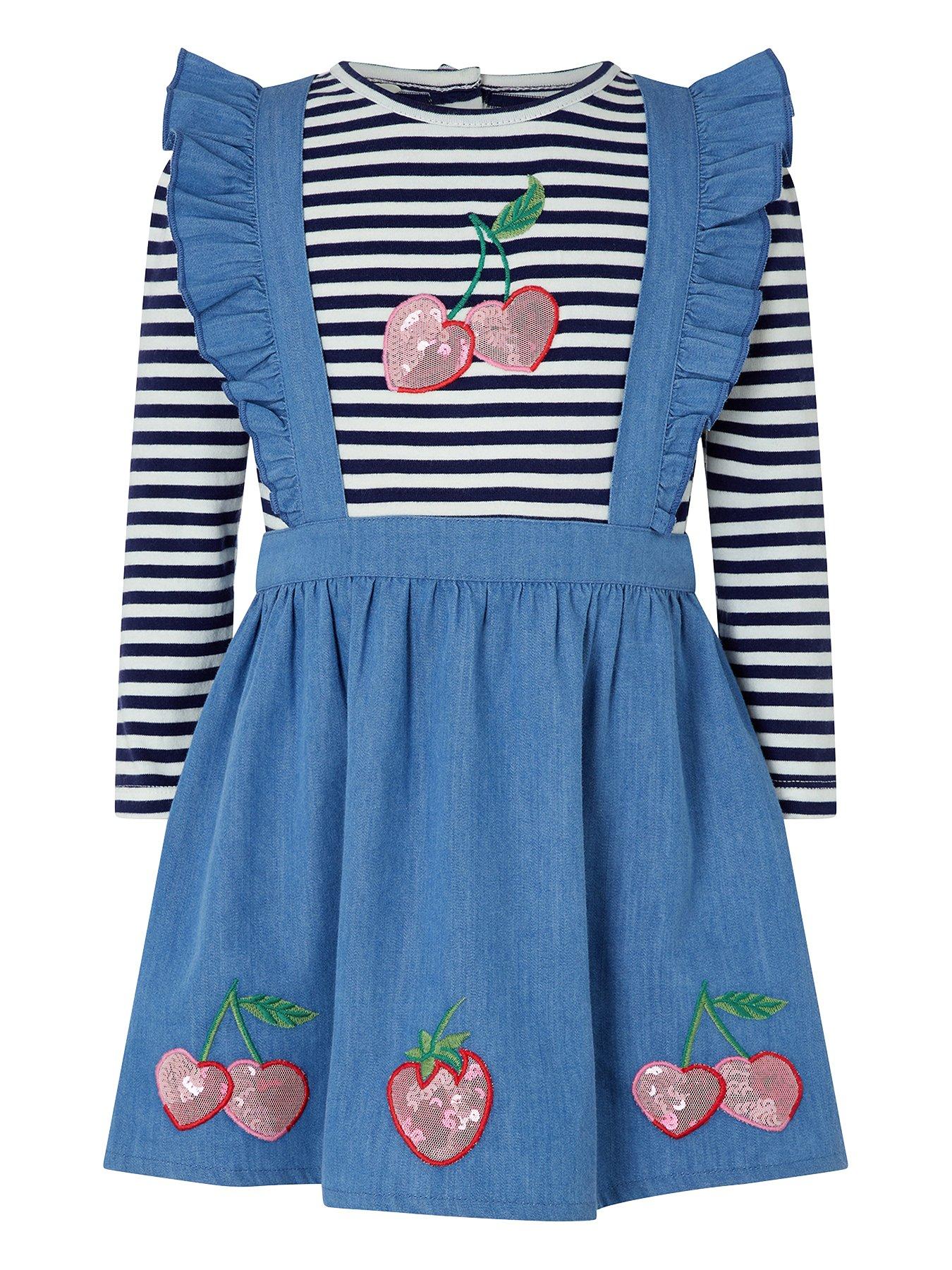 Monsoon Baby Girls Cherry Pinny T Shirt Blue Very Co Uk