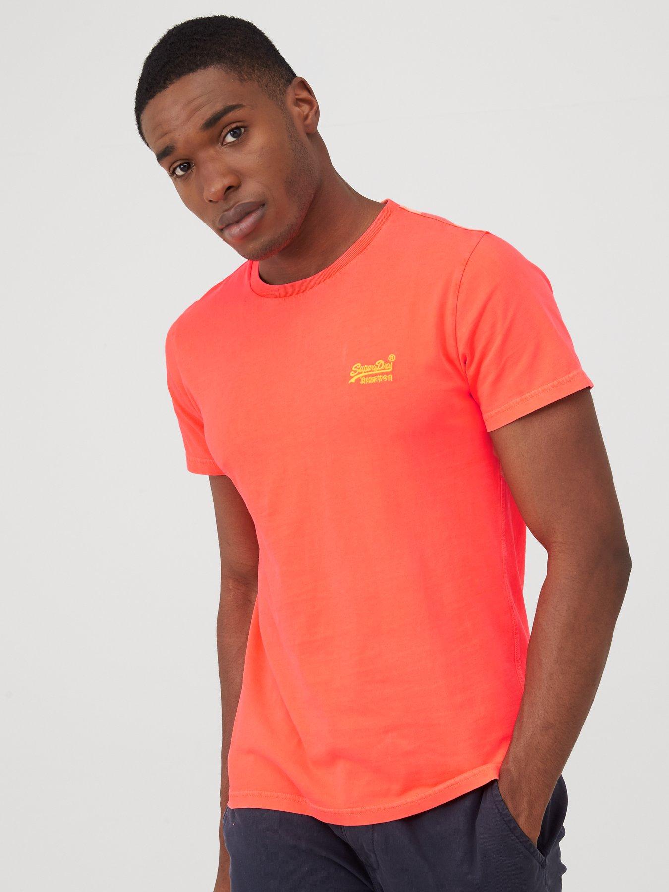 Superdry Mens Neon Lite Crew Neck Short Sleeve T Shirt Orange Blue Black Yellow
