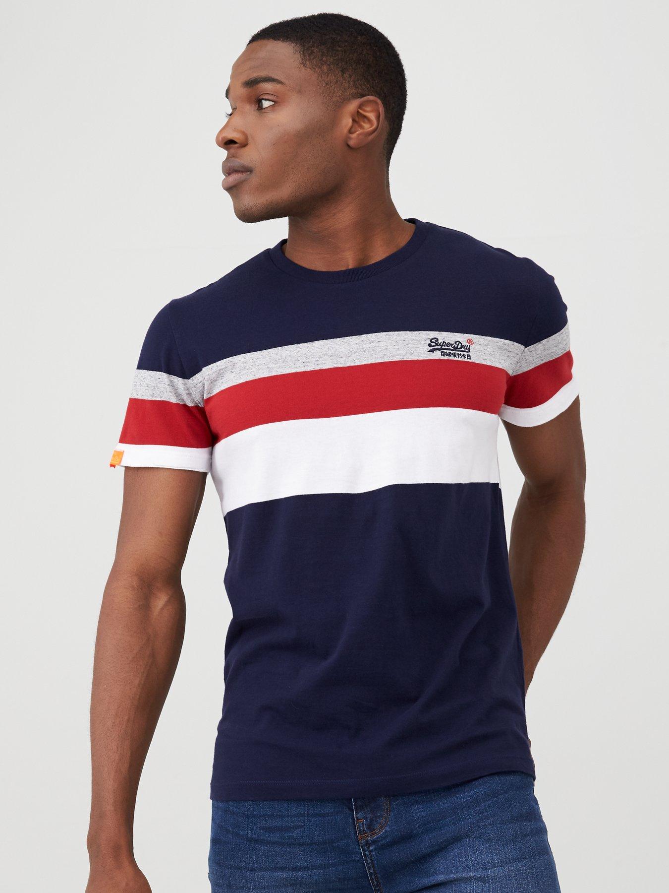 Superdry Orange Label Tipped Sports Stripes T-Shirt Navy 98T
